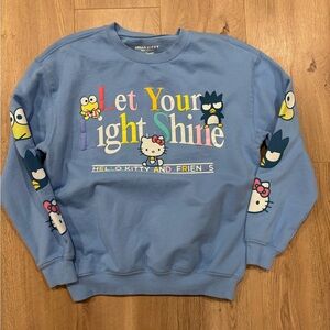 Hello Kitty Sanrio Blue Sweatshirt M Love Yourself Let Your Light Shine